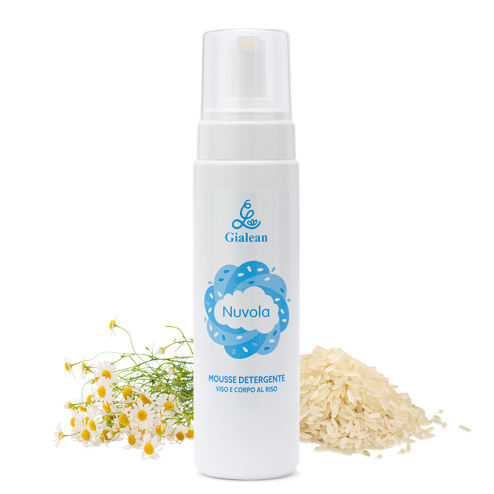 mousse-detergente-nuvola-.jpg Nuvola Mousse Detergente Viso e Corpo al Riso
